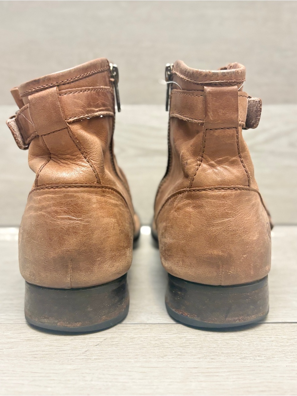 Born Raisa Ankle Boots Tobacco Brown Leather Block Heel Side Zip Boots Size US 9 - Picture 2 of 11